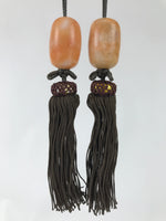 Japanese Marble Stone Hanging Scroll Weights Fuchin Kakejiku Brown Tassel FC363