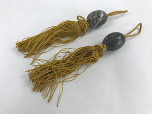 Japanese Marble Stone Hanging Scroll Weights Fuchin Kakejiku Gold Tassel FC332