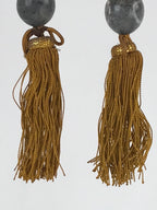 Japanese Marble Stone Hanging Scroll Weights Fuchin Kakejiku Gold Tassel FC341