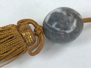 Japanese Marble Stone Hanging Scroll Weights Fuchin Kakejiku Gold Tassel FC341