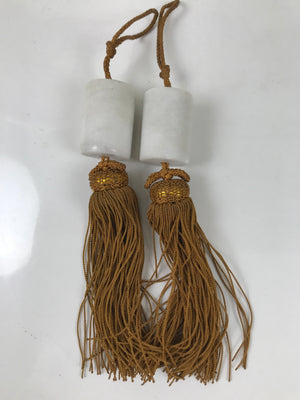 Japanese Marble Stone Hanging Scroll Weights Fuchin Kakejiku Gold Tassel FC357