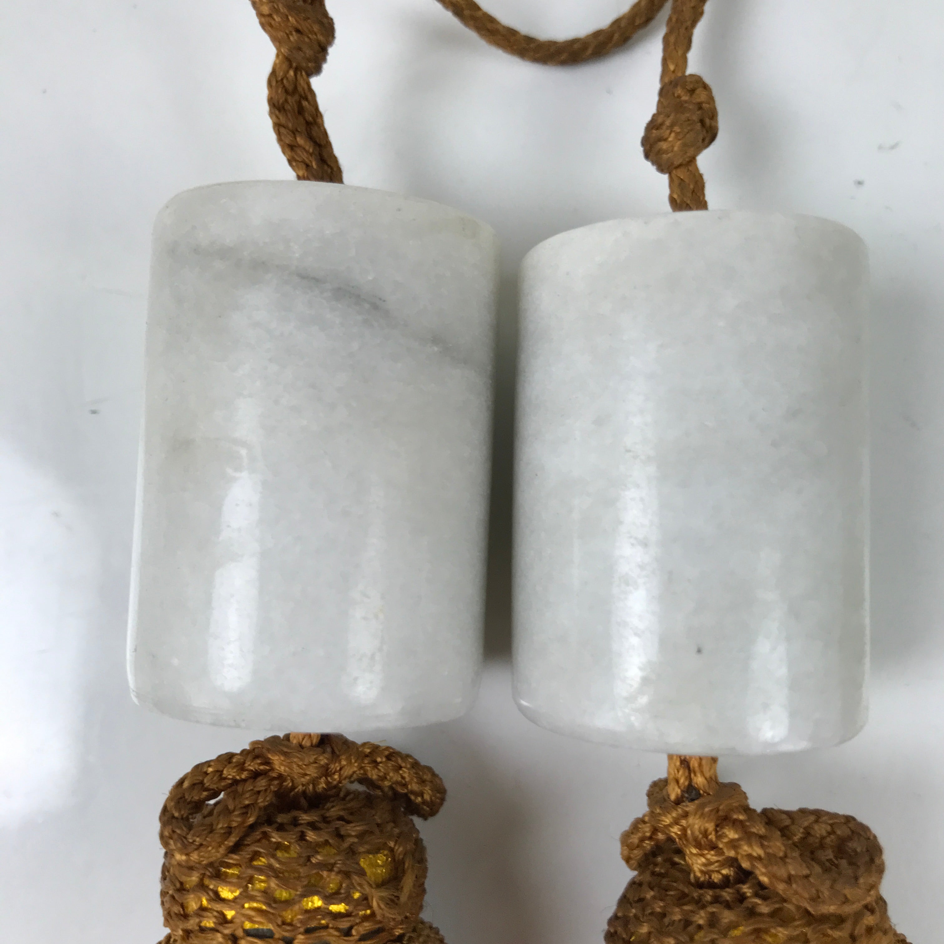 Japanese Marble Stone Hanging Scroll Weights Fuchin Kakejiku Gold Tassel FC357