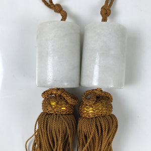 Japanese Marble Stone Hanging Scroll Weights Fuchin Kakejiku Gold Tassel FC357