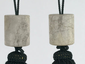 Japanese Marble Stone Hanging Scroll Weights Fuchin Kakejiku Green Tassel FC348