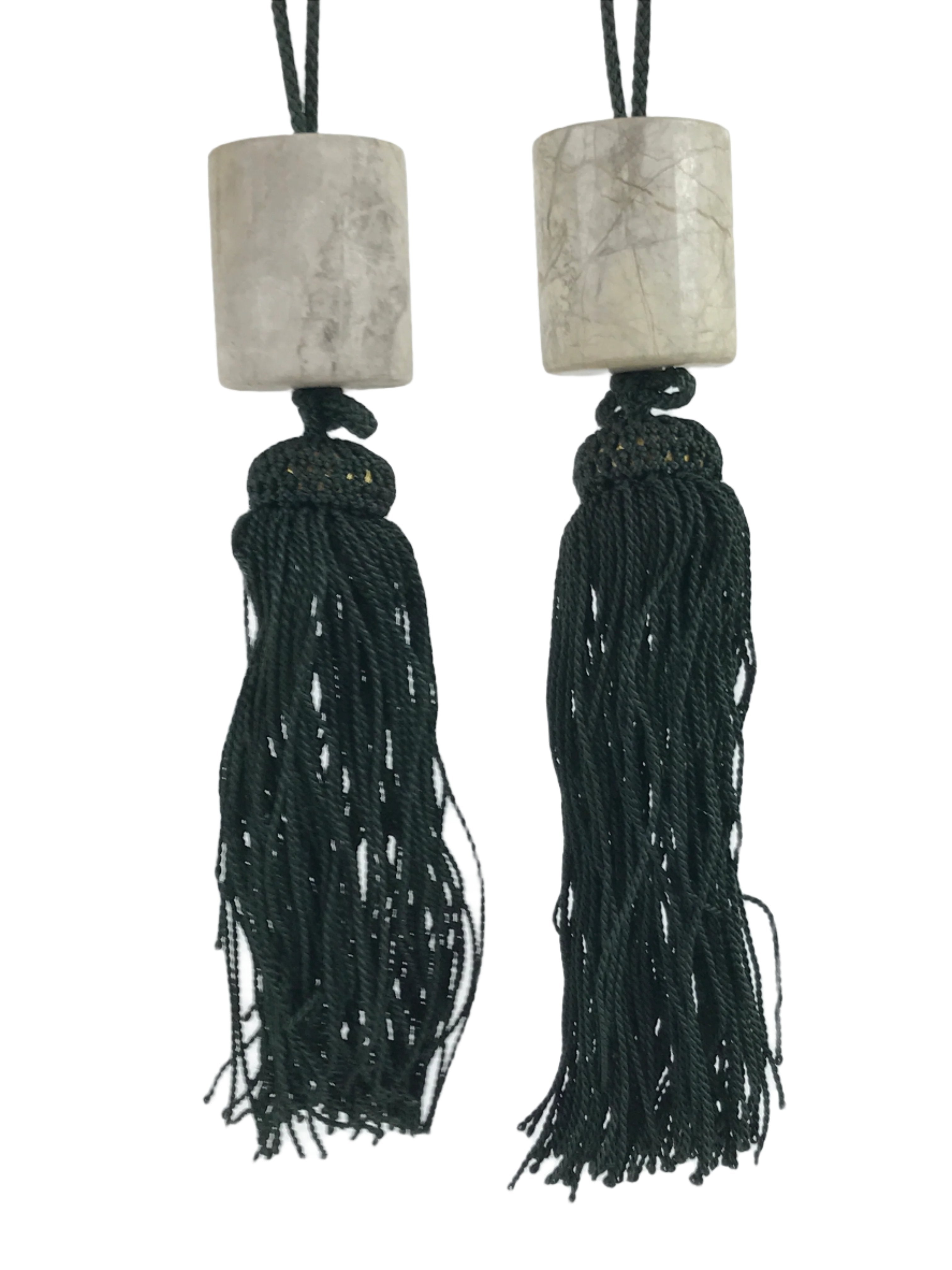 Japanese Marble Stone Hanging Scroll Weights Fuchin Kakejiku Green Tassel FC348