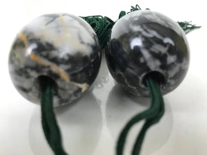 Japanese Marble Stone Hanging Scroll Weights Fuchin Kakejiku Green Tassel FC362