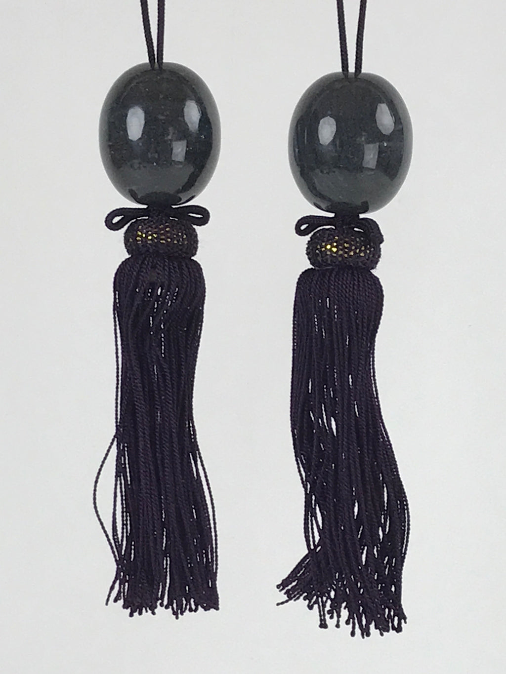Japanese Marble Stone Hanging Scroll Weights Fuchin Kakejiku Purple Tassel FC335