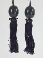 Japanese Marble Stone Hanging Scroll Weights Fuchin Kakejiku Purple Tassel FC335