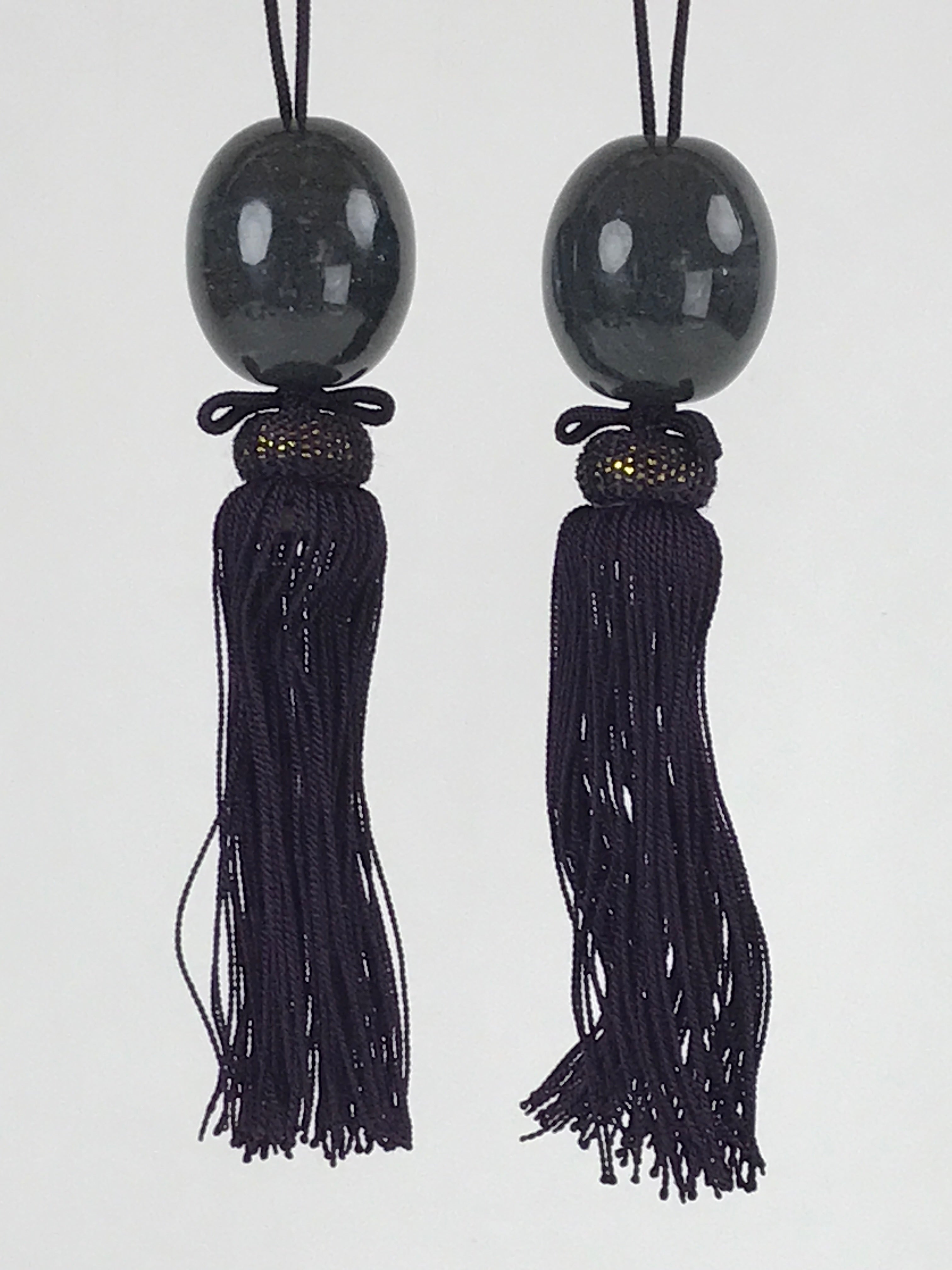 Japanese Marble Stone Hanging Scroll Weights Fuchin Kakejiku Purple Tassel FC335