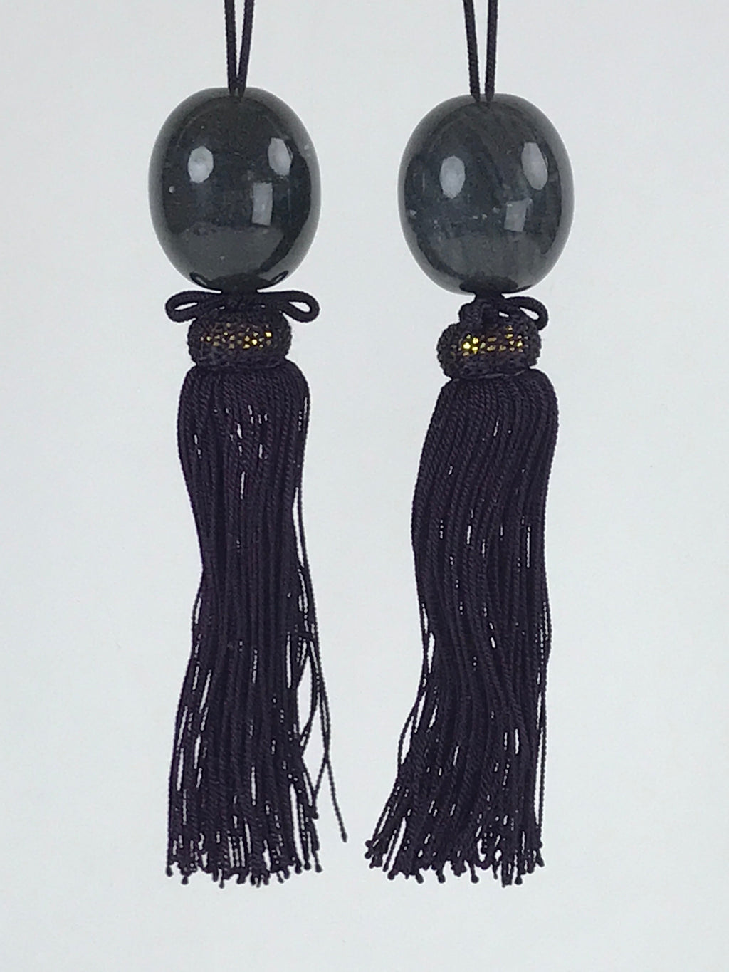 Japanese Marble Stone Hanging Scroll Weights Fuchin Kakejiku Purple Tassel FC335