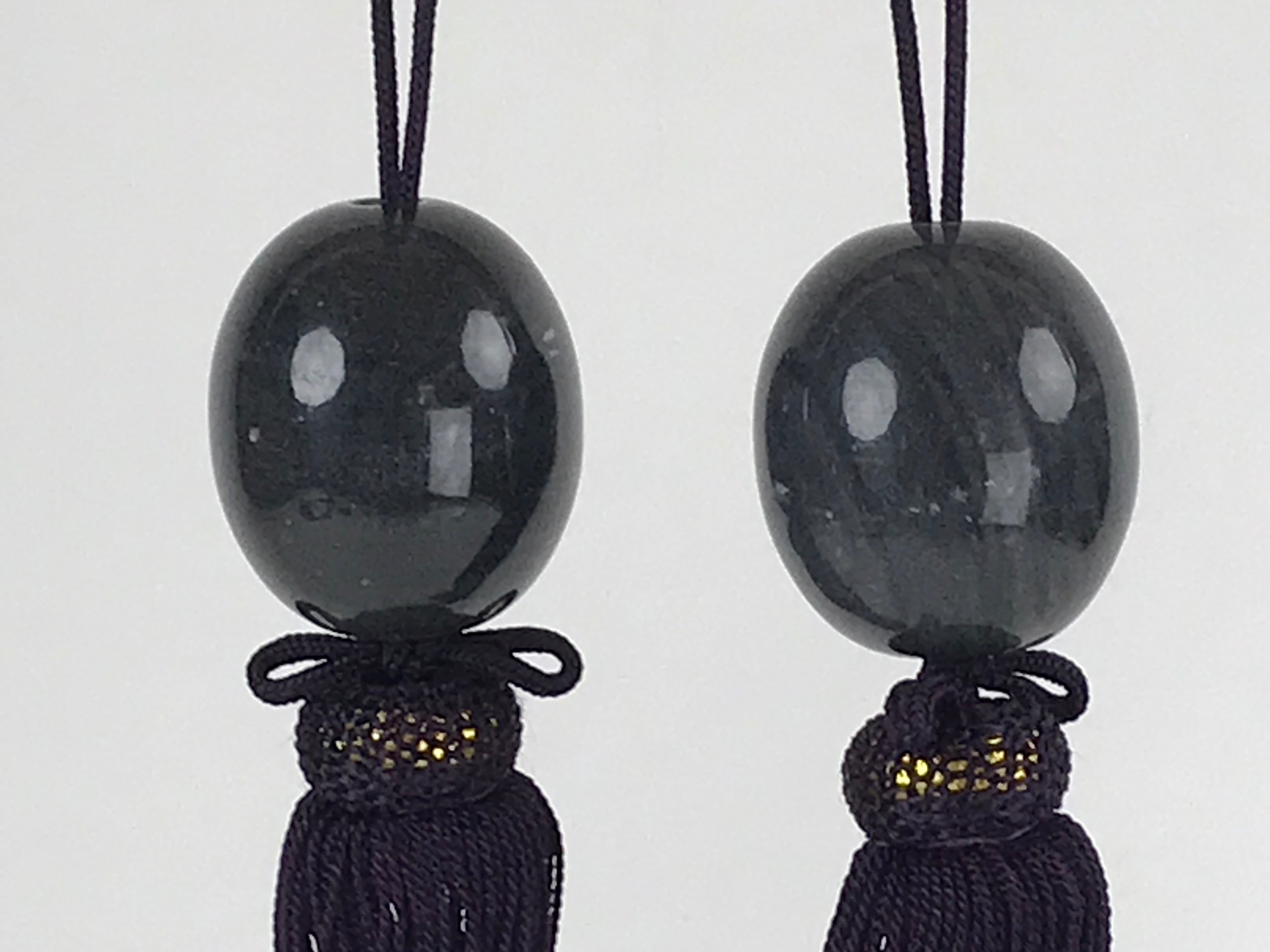 Japanese Marble Stone Hanging Scroll Weights Fuchin Kakejiku Purple Tassel FC335