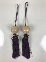 Japanese Marble Stone Hanging Scroll Weights Fuchin Kakejiku Purple Tassel FC370