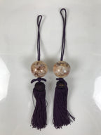 Japanese Marble Stone Hanging Scroll Weights Fuchin Kakejiku Purple Tassel FC370