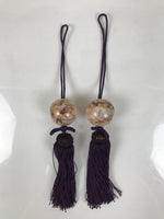Japanese Marble Stone Hanging Scroll Weights Fuchin Kakejiku Purple Tassel FC370