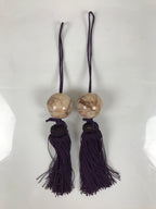 Japanese Marble Stone Hanging Scroll Weights Fuchin Kakejiku Purple Tassel FC370