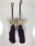 Japanese Marble Stone Hanging Scroll Weights Fuchin Kakejiku Purple Tassel FC370