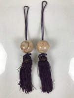 Japanese Marble Stone Hanging Scroll Weights Fuchin Kakejiku Purple Tassel FC370
