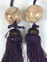 Japanese Marble Stone Hanging Scroll Weights Fuchin Kakejiku Purple Tassel FC370