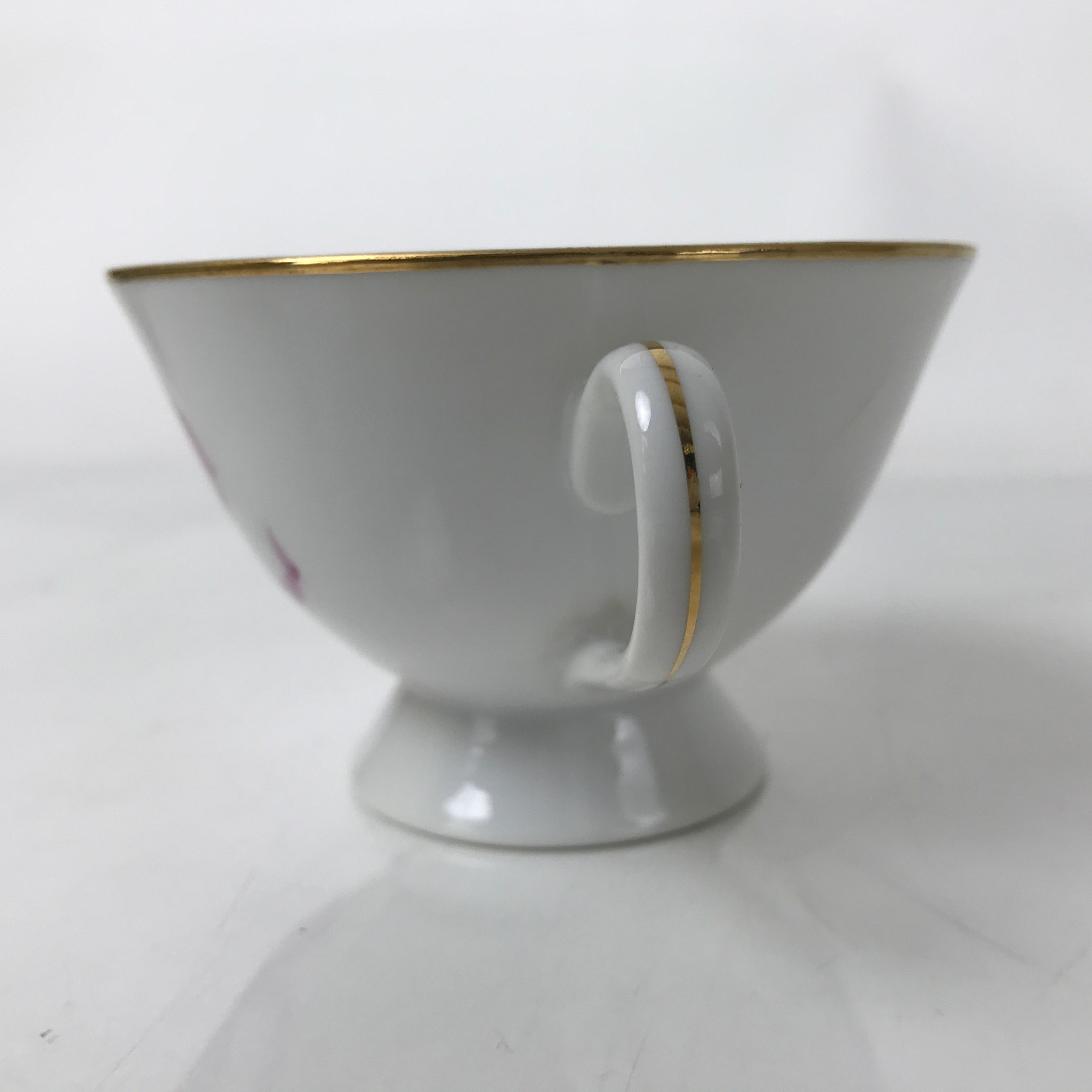 Japanese Meito Porcelain Western Teacup Vtg Iris Flower Pink Purple TC532