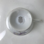 Japanese Meito Porcelain Western Teacup Vtg Iris Flower Pink Purple TC532