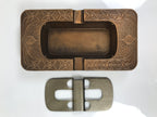 Japanese Metal Ashtray Vtg Haizara Rectangle Cast Iron Brown Floral Leaf JK925