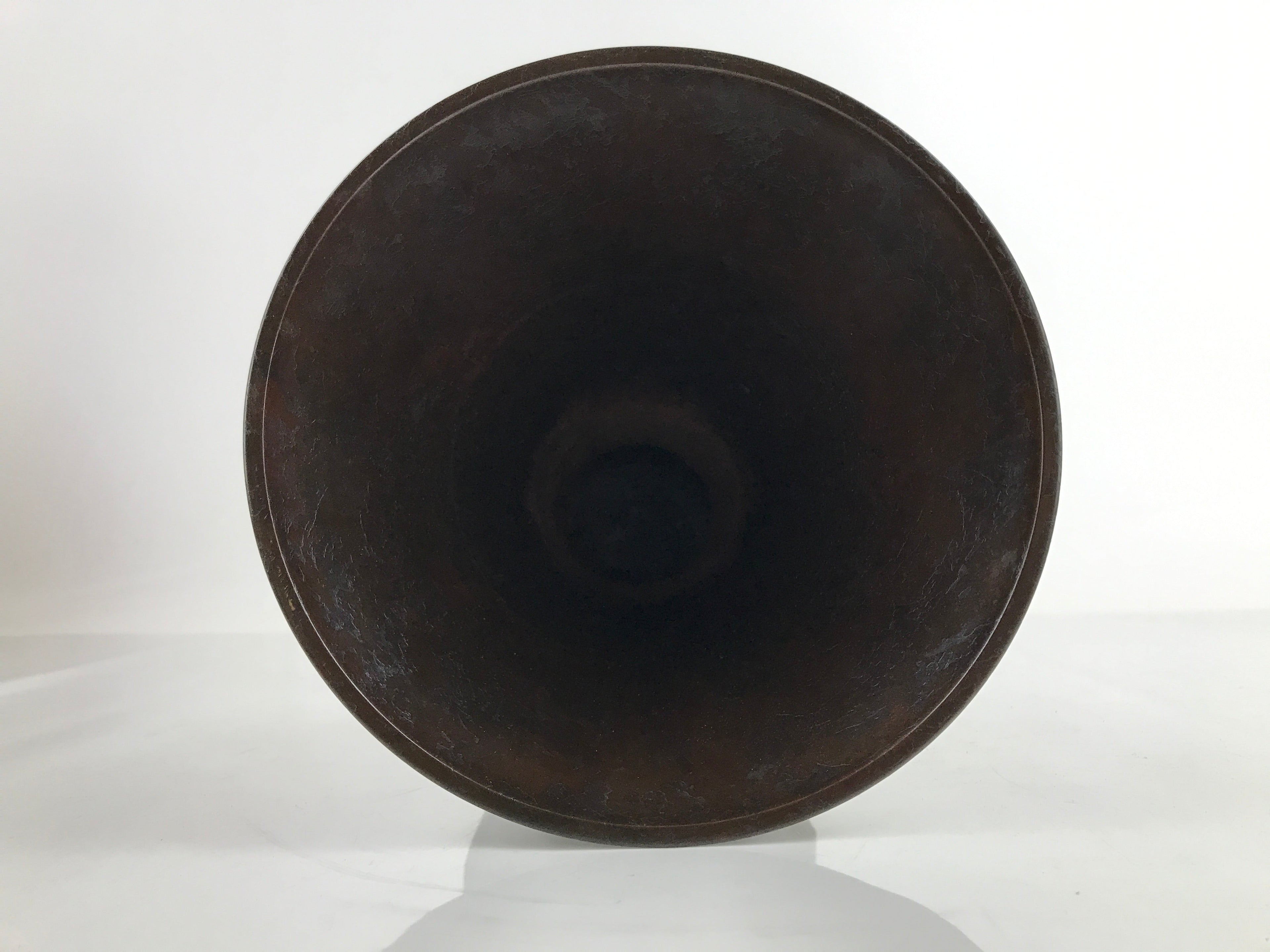 Japanese Metal Bronze Flower Vase Vtg Ikebana Kabin Brown Elephant FK154
