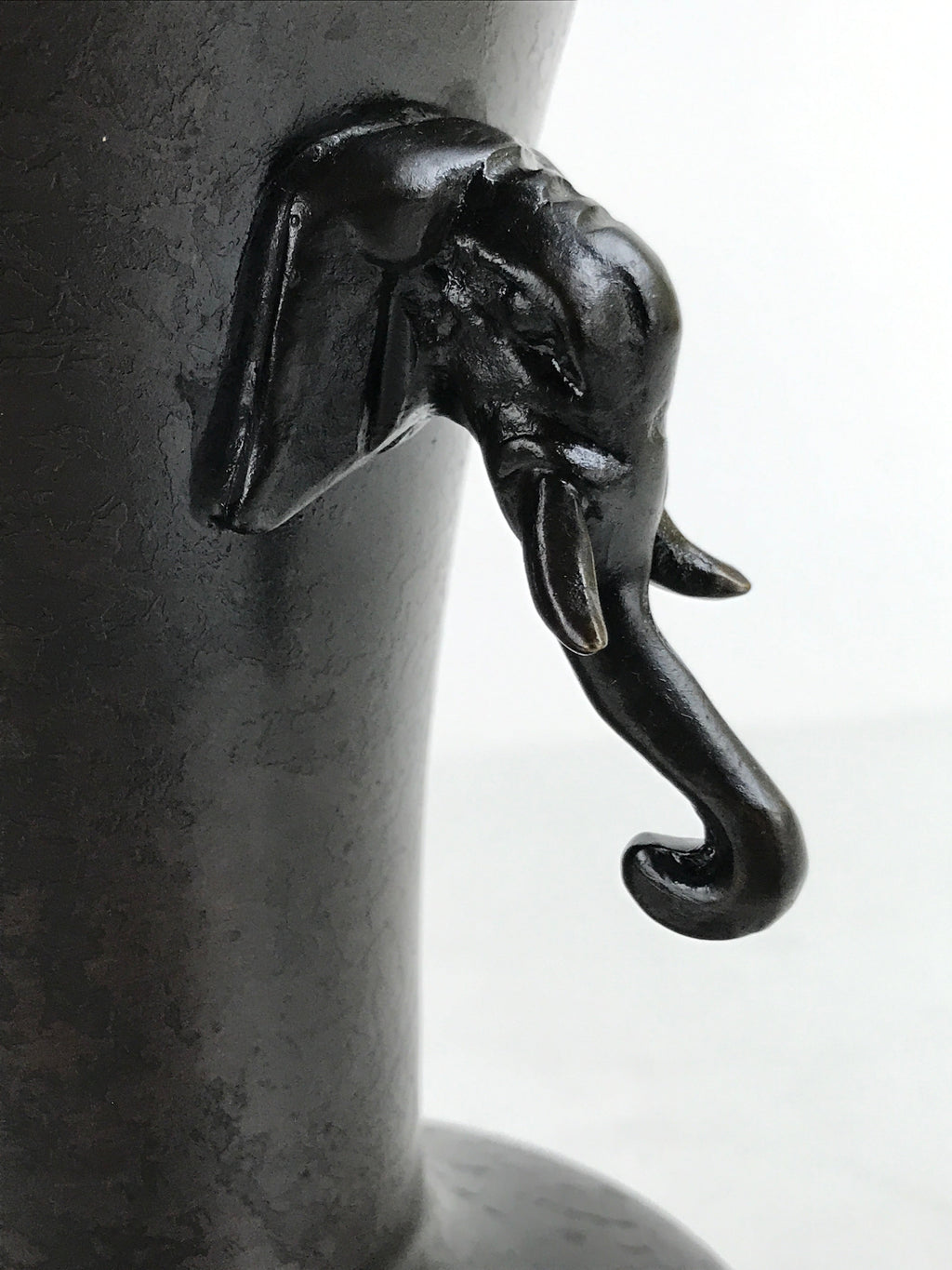 Japanese Metal Bronze Flower Vase Vtg Ikebana Kabin Brown Elephant FK154