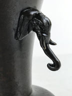 Japanese Metal Bronze Flower Vase Vtg Ikebana Kabin Brown Elephant FK154