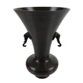 Japanese Metal Bronze Flower Vase Vtg Ikebana Kabin Brown Elephant FK154