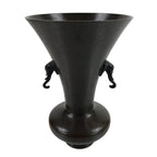 Japanese Metal Bronze Flower Vase Vtg Ikebana Kabin Brown Elephant FK154