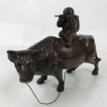 Japanese Metal Cow Statue Vtg Zodiac Symbol Zen Ornament Okimono Ushi Ox ST63