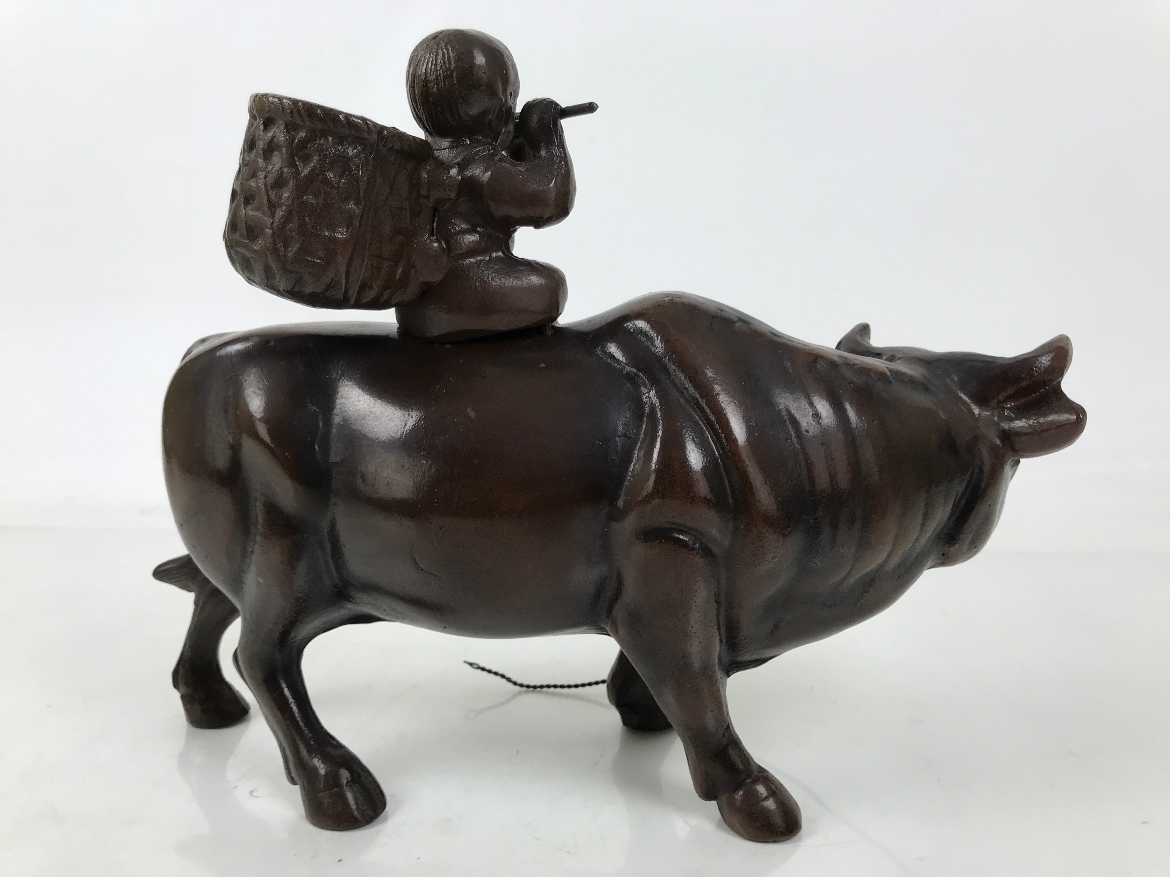 Japanese Metal Cow Statue Vtg Zodiac Symbol Zen Ornament Okimono Ushi Ox ST63