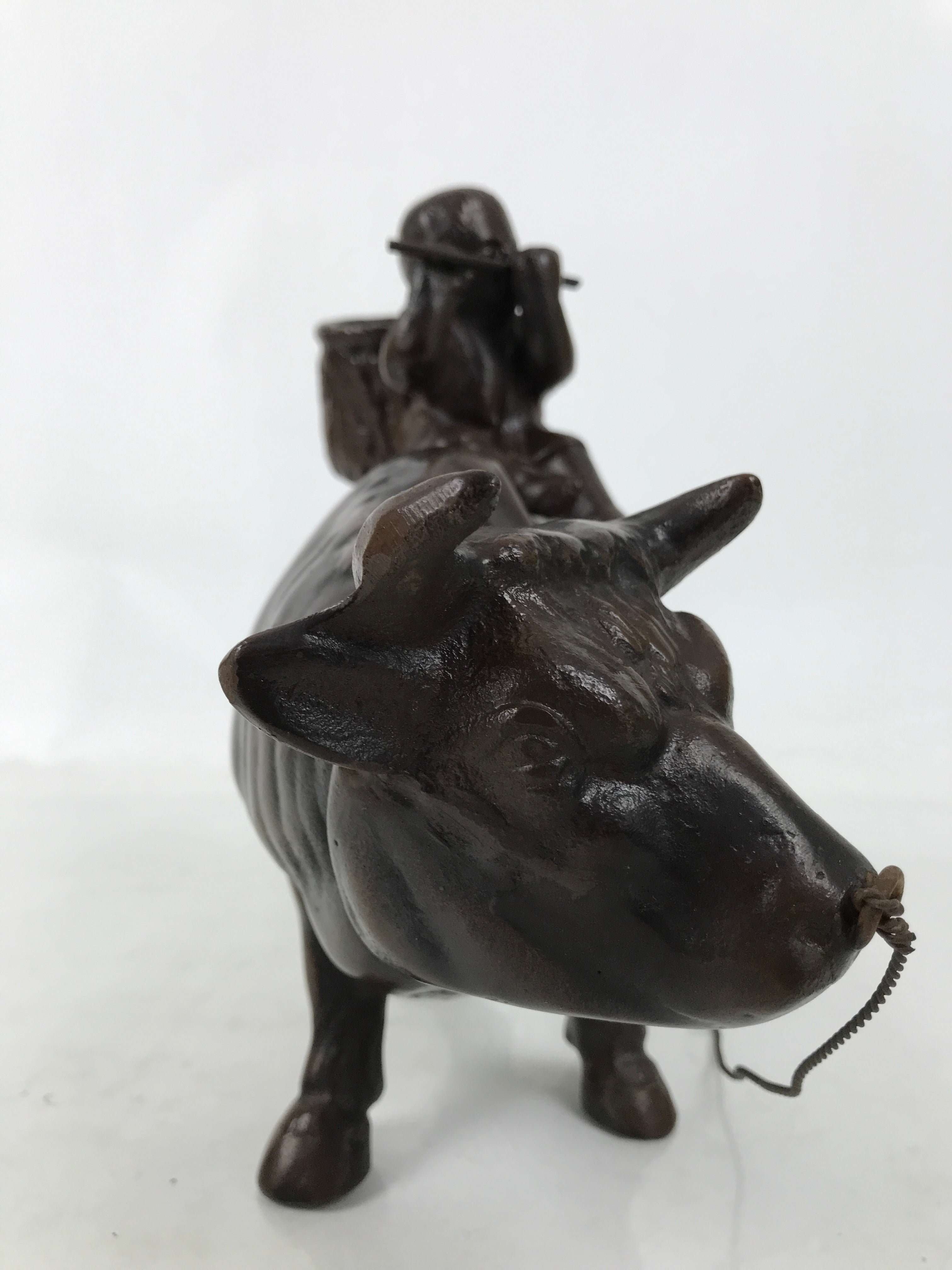 Japanese Metal Cow Statue Vtg Zodiac Symbol Zen Ornament Okimono Ushi Ox ST63