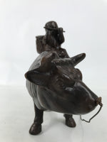 Japanese Metal Cow Statue Vtg Zodiac Symbol Zen Ornament Okimono Ushi Ox ST63