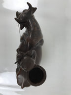 Japanese Metal Cow Statue Vtg Zodiac Symbol Zen Ornament Okimono Ushi Ox ST63