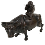 Japanese Metal Cow Statue Vtg Zodiac Symbol Zen Ornament Okimono Ushi Ox ST63