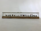 Japanese Metal Dolls Figurines Glass Case Vtg Daimyo Procession Horses BD934