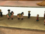 Japanese Metal Dolls Figurines Glass Case Vtg Daimyo Procession Horses BD934