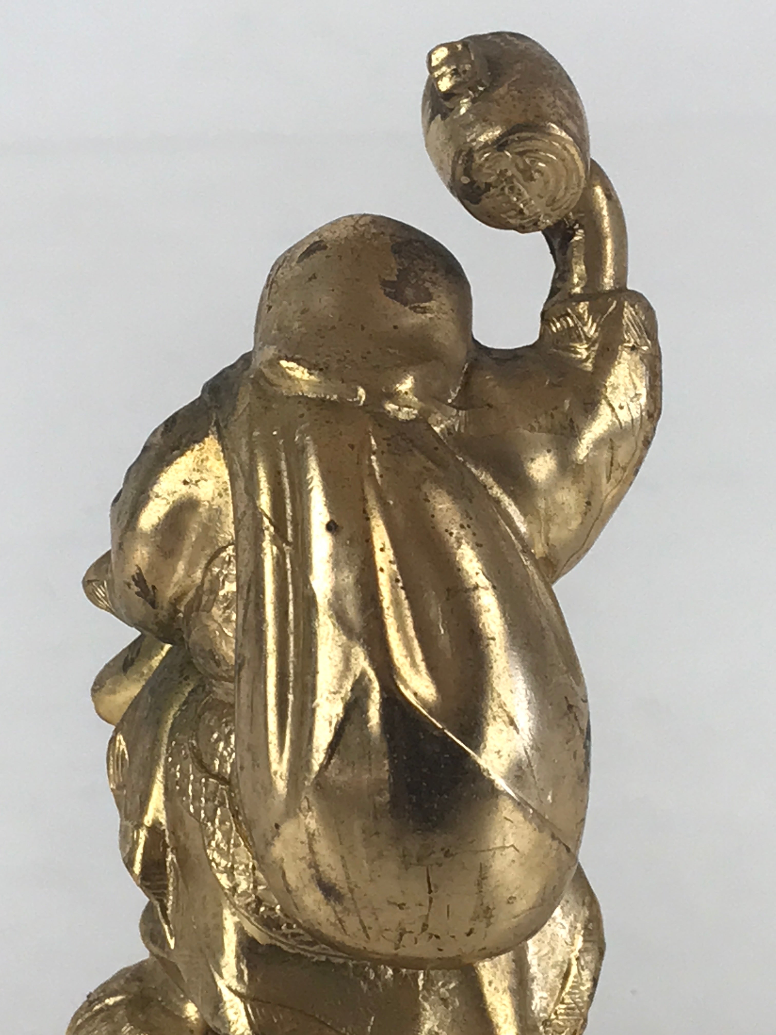 Japanese Metal Engraving Small Statue Gold Figurine Vtg 7 Lucky Gods Daikokuten