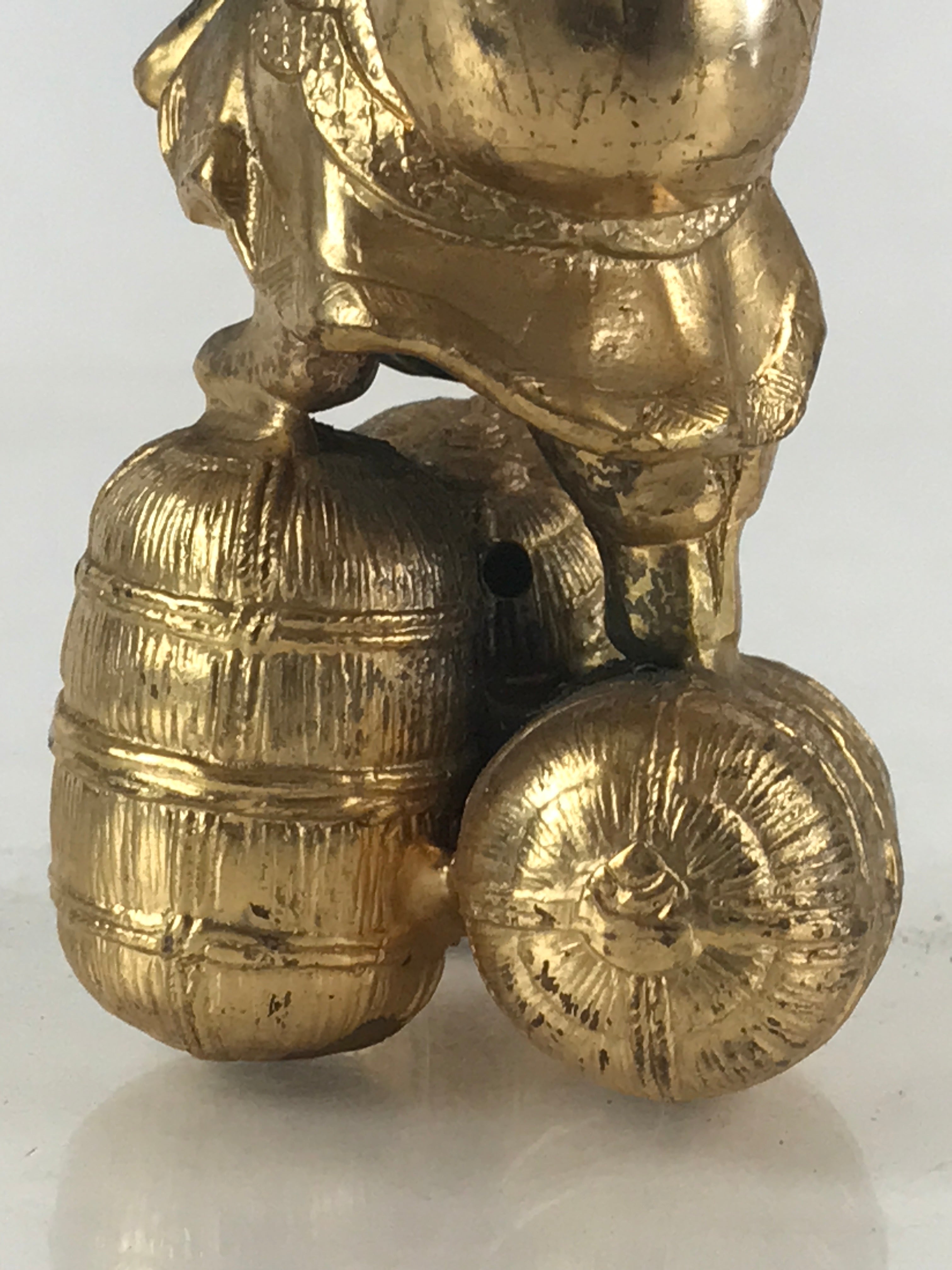 Japanese Metal Engraving Small Statue Gold Figurine Vtg 7 Lucky Gods Daikokuten