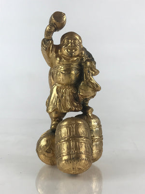 Japanese Metal Engraving Small Statue Gold Figurine Vtg 7 Lucky Gods Daikokuten