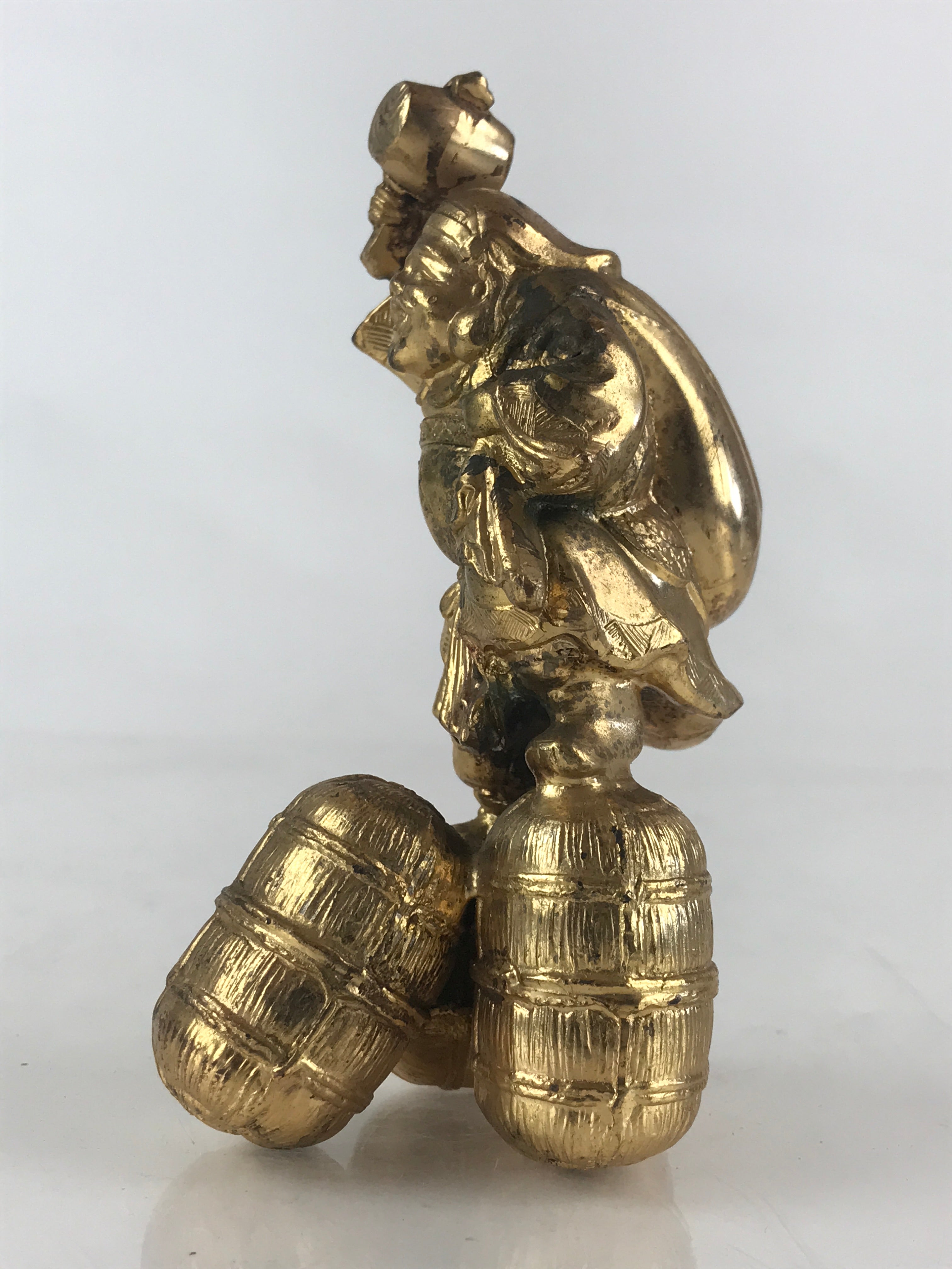 Japanese Metal Engraving Small Statue Gold Figurine Vtg 7 Lucky Gods Daikokuten