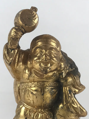 Japanese Metal Engraving Small Statue Gold Figurine Vtg 7 Lucky Gods Daikokuten