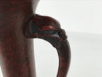 Japanese Metal Flower Vase Vtg Ikebana Kabin Brown Shishi Lion Handle FK228