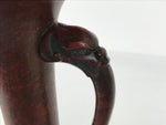 Japanese Metal Flower Vase Vtg Ikebana Kabin Brown Shishi Lion Handle FK228