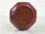 Japanese Metal Flower Vase Vtg Ikebana Kabin Brown Shishi Lion Handle FK228