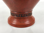 Japanese Metal Flower Vase Vtg Ikebana Kabin Brown Shishi Lion Handle FK229