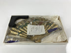 Japanese Metal Folding Fan Sensu Vtg Stand Purple Tassel Pine Matsu Gold BD977