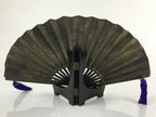 Japanese Metal Folding Fan Sensu Vtg Stand Purple Tassel Pine Matsu Gold BD977