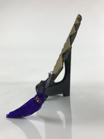 Japanese Metal Folding Fan Sensu Vtg Stand Purple Tassel Pine Matsu Gold BD977